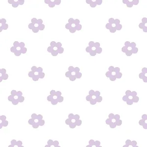 Kawaii Purple Floral Seamless Pattern Wallpaper