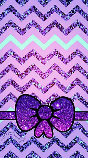 Kawaii Purple Glittery Ribbon Wallpaper