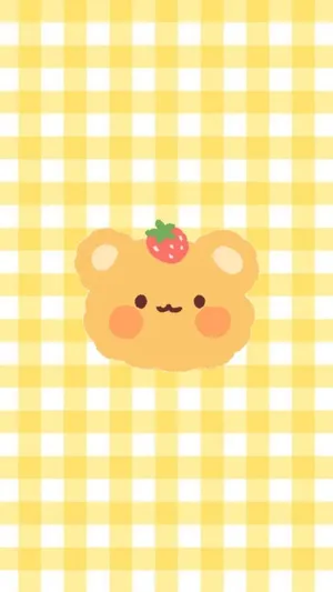 Kawaii Teddy Bear Light Yellow Wallpaper