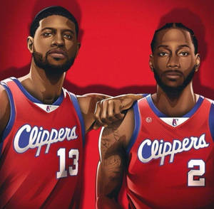 Kawhi Leonard Paul George Painted Art Wallpaper