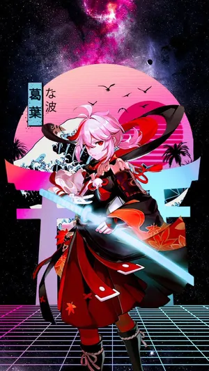 Kazuha Graphic Art Violet Moon Wallpaper