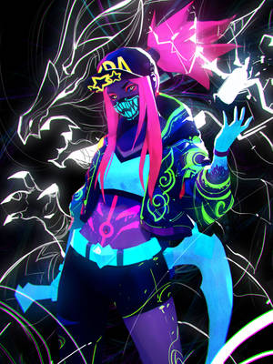 Kda Akali On Black Background Wallpaper