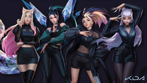 Kda K-pop On Black Background Wallpaper