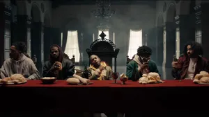 Kendrick Lamar With Long Table Wallpaper