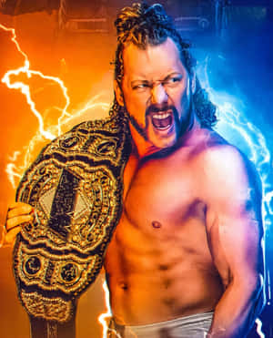 Kenny Omega Blue And Orange Lightning Wallpaper