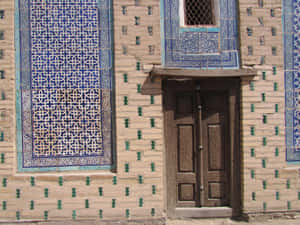 Khiva Brick Wall Door Wallpaper