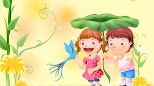 Kids Blue Phoenix Adventure Wallpaper