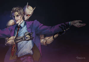 Killer Queen Hugs Kira In Jojo Bizarre Adventure Wallpaper