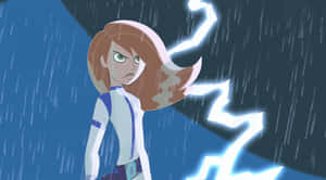 Kim Possible In Action Pose With A Determined Expression Wallpaper