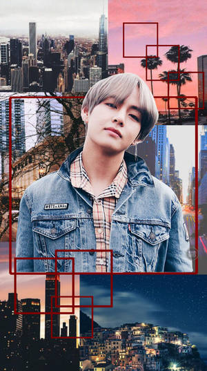 Kim Tae-hyung Aesthetic Denim Jacket Wallpaper