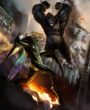 King Kong Roaring Atop Empire State Building Wallpaper