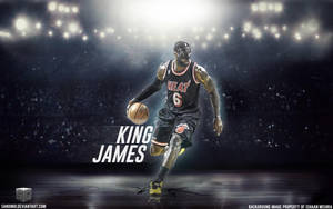 King Lebron James Dribbling The Ball Wallpaper