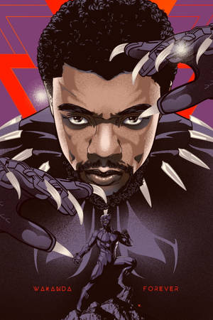 King T'challa With Wakanda Forever Logo Wallpaper