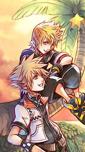 Kingdom Hearts Near Palm Tree Phone Wallpaper