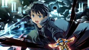 Kirito Takes On His Powerful Foes During A Night Battle Wallpaper