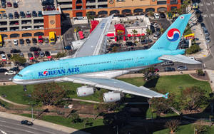 Korean Air A380 Flying Over California Wallpaper