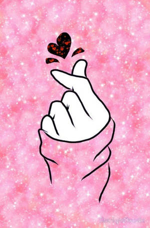 Korean Finger Heart Glitters Wallpaper