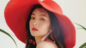 Korean Girl With A Red Sun Hat Wallpaper