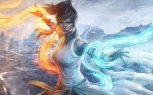 Korra Proves Her Strength In The Legend Of Korra Wallpaper