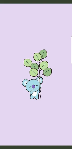 Koya Bt21 Holding A Leaf Wallpaper