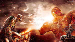 Kratos Takes On A Powerful Enemy In God Of War 3. Wallpaper
