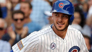 Kris Bryant Smiling At The Game Wallpaper