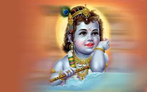 Krishna 3d Baby Art Wallpaper