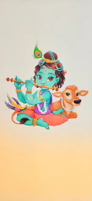 Krishna Hd Baby Cow Wallpaper