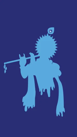 Krishna Phone Minimalist Blue Aesthetic Silhouette Wallpaper