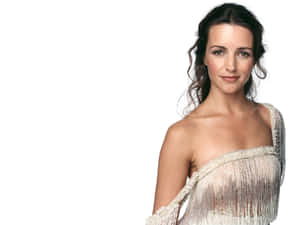 Kristin Davis Posing Elegantly In A Red Dress Wallpaper