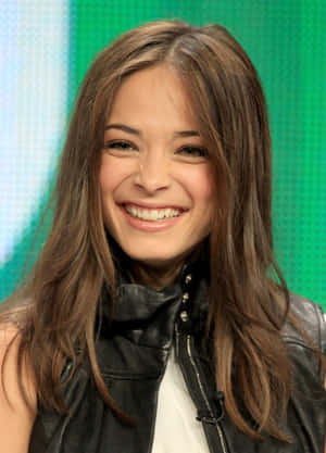 Kristin Kreuk Smiling Leather Jacket Wallpaper