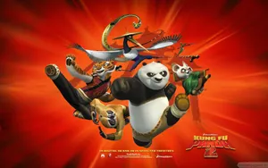 Kung Fu Panda Leaping With The Furious Five Wallpaper
