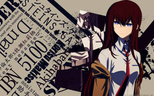 Kurisu Makise Of Steins Gate In Newspaper Themed Wallpaper