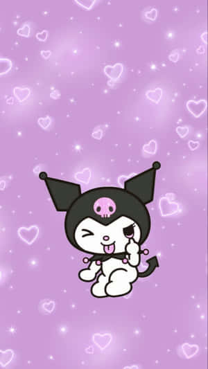 Kuromi Iphone Winkin Tongue Wallpaper