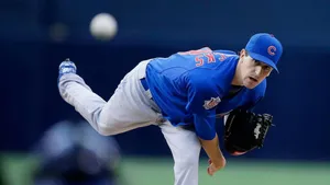 Kyle Hendricks Pitching A Baseball Wallpaper