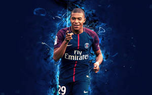 Kylian Mbappe 4k Blue Aesthetic Wallpaper