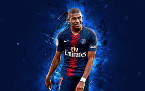 Kylian Mbappe 4k Neon Blue Graphic Art Wallpaper