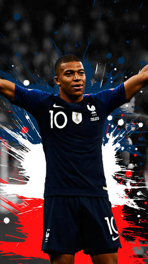 Kylian Mbappe Paint Splash Art Wallpaper