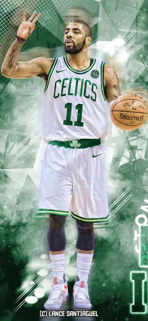 Kyrie Irving Iphone Wallpaper Featuring Toronto Skyline Wallpaper