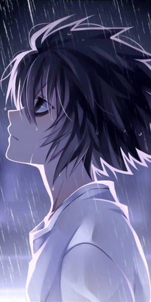 L Under The Rain Death Note Phone Wallpaper