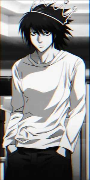 L With Crown From Death Note Phone Wallpaper