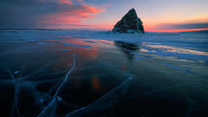 Lake Baikal Sunset Frozen Lake Wallpaper