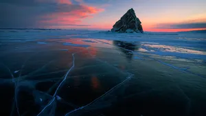 Lake Baikal Sunset Frozen Lake Wallpaper