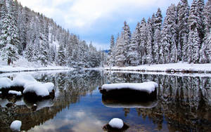 Lake Winter Landscape Wallpaper