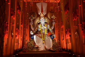 Lalbaugcha Raja Neon Red Wallpaper