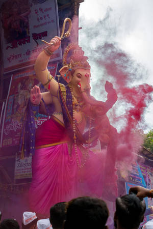 Lalbaugcha Raja Pink Smoke Wallpaper