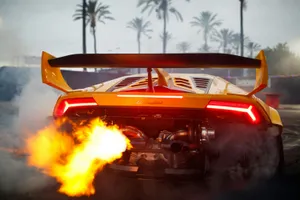 Lamborghini_ Exhaust_ Flames Wallpaper
