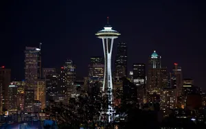 Landmarks Of Seattle At Night Wallpaper