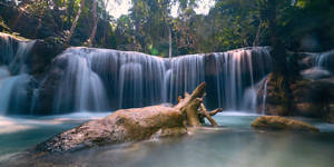 Laos Stunning Kuang Si Waterfalls Wallpaper