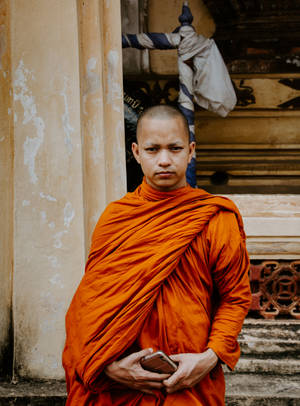 Laos Young Monk Of Vientiane Wallpaper